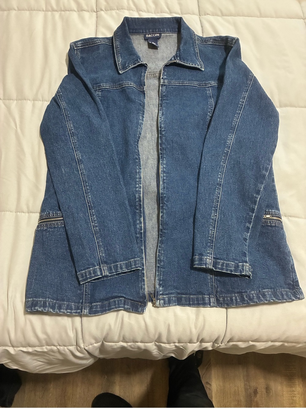 Baccini Classic Blue Denim Jacket with Zip Accents